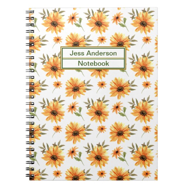 Yellow Botanical Sunflower Greenerity School Offic Notizblock (Vorderseite)