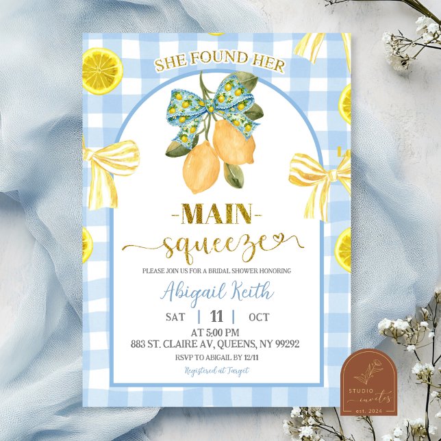 Yellow Bow Lemon Bridal Shower Invitation Einladung (Von Creator hochgeladen)