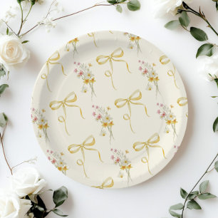 Yellow Bow Summer Wildblumen Kinderdusche Pappteller