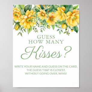 Yellow Brautparty Guess Kisses Game Poster
