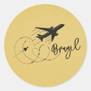 Yellow Brazil Passport Runder Aufkleber