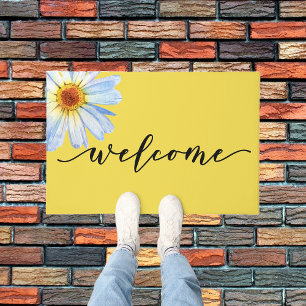 Yellow Bright Daisy Trendy Welcome Door Mat Fußmatte
