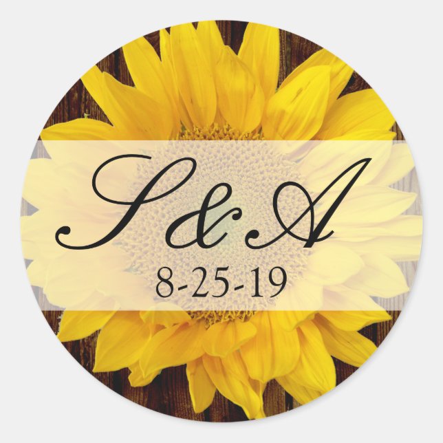 Yellow Brown Spate Summer Sunflower Wedge Runder Aufkleber (Vorderseite)