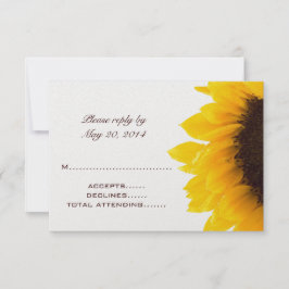 Yellow Brown Sunflower Wedding RSVP Cards