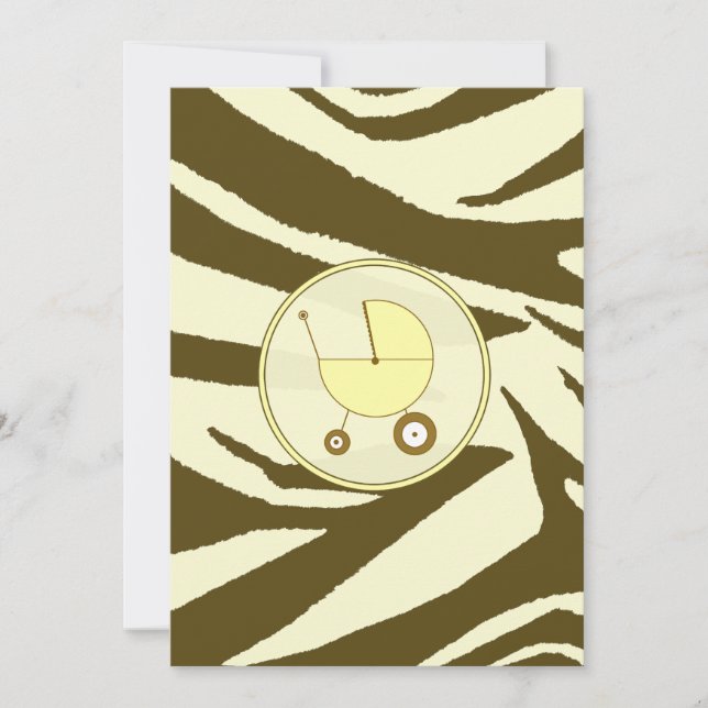 Yellow & Brown Zebra Print Baby Dusche Einladung (Vorderseite)