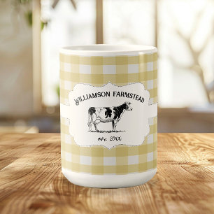 Yellow Buffalo Kariert Farm Cow Tasse