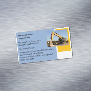 Yellow Bulldozer Gebäude Contractor Construction Magnetische Visitenkarte