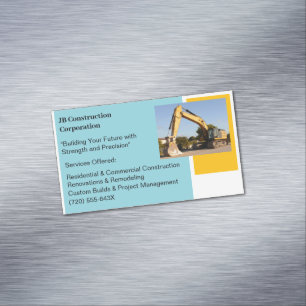 Yellow Bulldozer Gebäude Contractor Construction Magnetische Visitenkarte