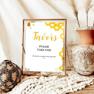 Yellow Bumble Bee Baby Dusche Gefälligkeitszeichen Poster