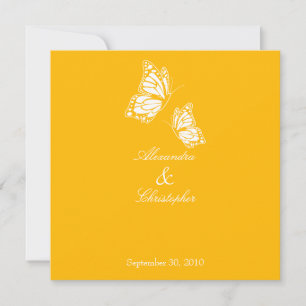 Yellow Butterflies Wedding Announcement Einladung