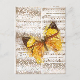 Yellow Butterfly Collage Postkarte