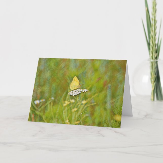 Yellow Butterfly Flowers Natur Art Note Card Karte (Vorderseite)