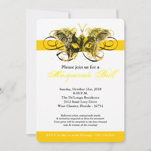 Yellow Butterfly Masquerade Maskenkostüm Halloween Einladung