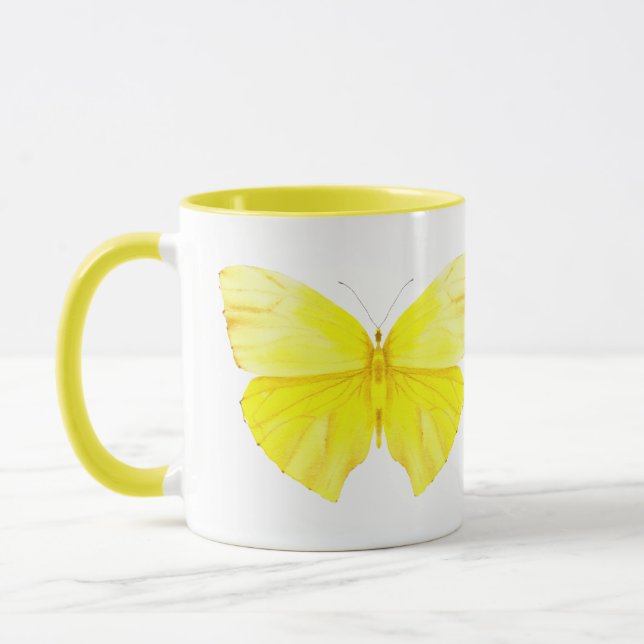 Yellow Butterfly Mug Tasse (Links)