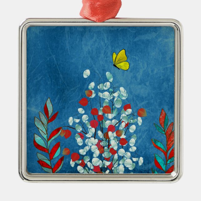 Yellow Butterfly Ornament Aus Metall (Vorne)