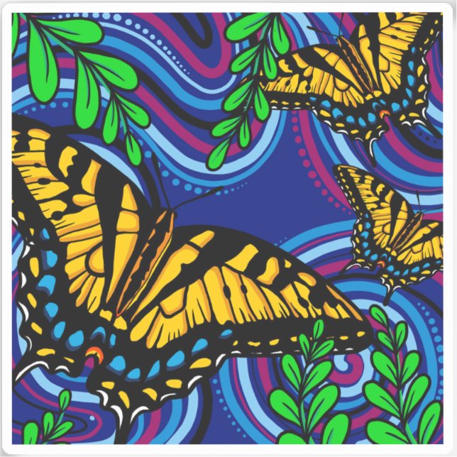 Yellow Butterfly Vinyl Sticker (Vorderseite)
