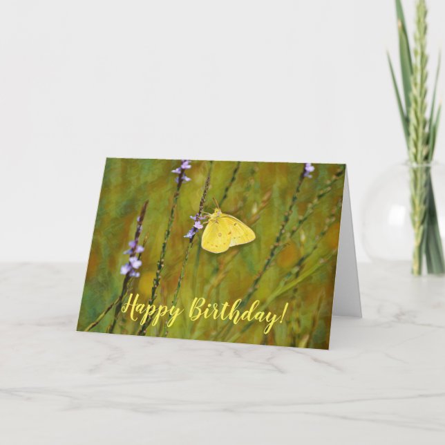Yellow Butterfly Wildblumen Geburtstagskarte Karte (Vorderseite)