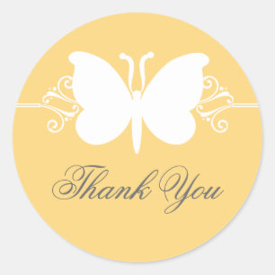 Yellow Butterfly Wirbel Danke, Stickers