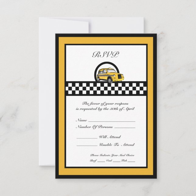 Yellow Cab Driver Retirement RSVP Karte (Vorderseite)