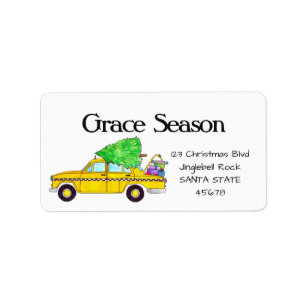 Yellow Cab Taxi Weihnachtsgeschenke Weihnachtspost Adressaufkleber