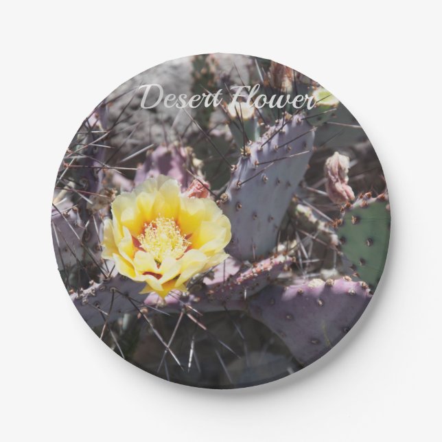 Yellow cactus flower in spring pappteller (Vorderseite)