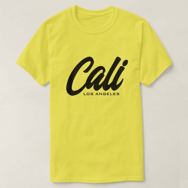 Yellow Cali Los Angeles Skripttypografie für Shirt (Design vorne)