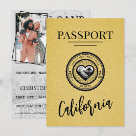 Yellow California Passport Save the Date