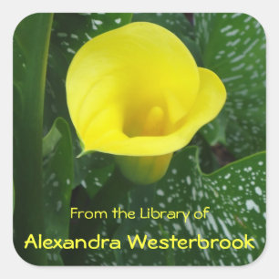Yellow Calla Personalisiertes Buchzeichen Quadratischer Aufkleber
