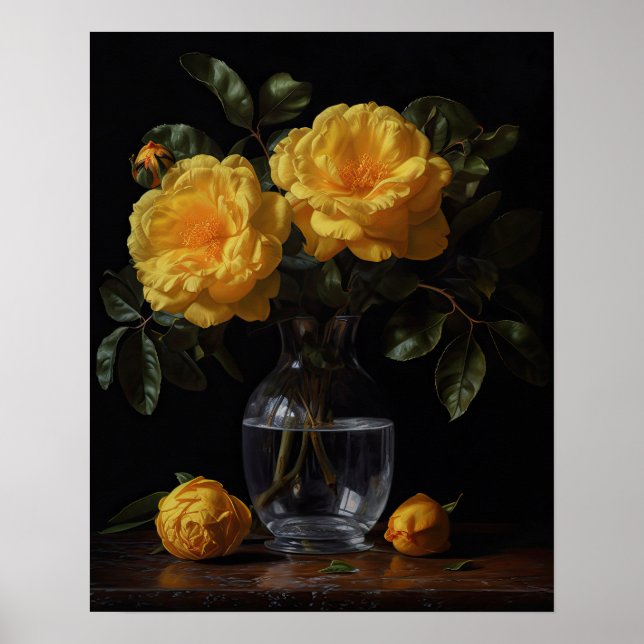 Yellow Camellia Blume Art Print Poster (Vorne)