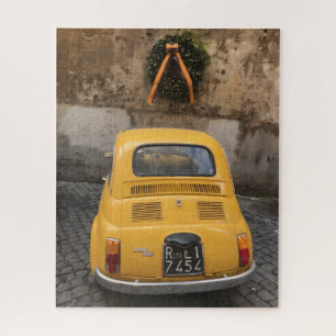 Yellow Car Green Wreath Holiday Joy