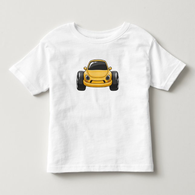 Yellow Cartoon Car  Kleinkind T-shirt (Vorderseite)
