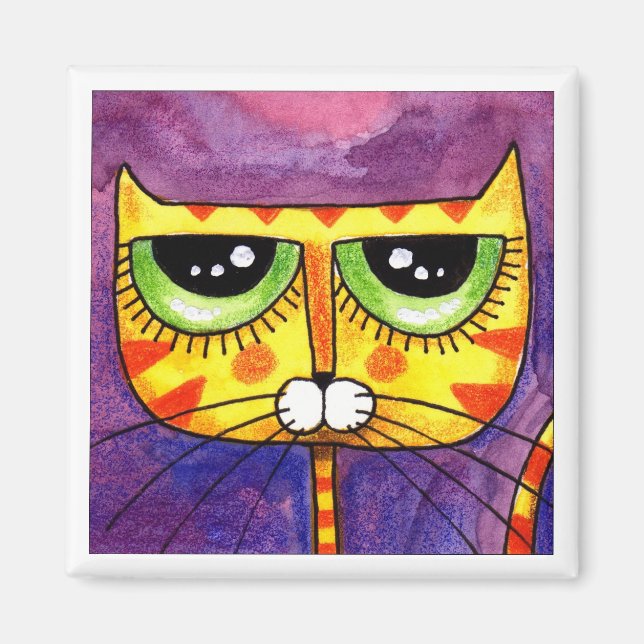 Yellow Cat Face - Magnet (Vorne)