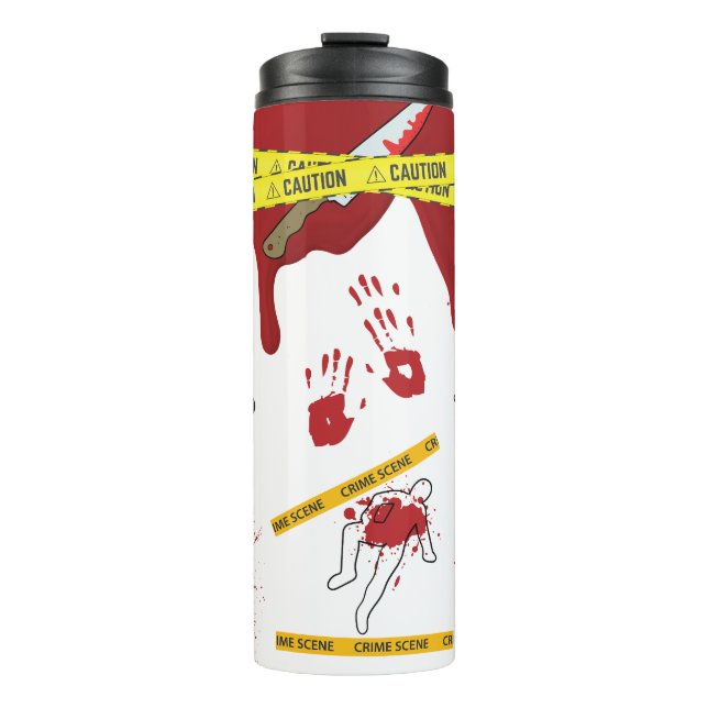 Yellow Caue Tape Crime Scene Thermosbecher (Vorderseite)