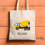 Yellow Cement Mixer Kids Personalisiert Constructi Tragetasche<br><div class="desc">Diese Kindertote-Tasche zeigt eine Abbildung eines gelben Zementmischers. Personalisieren Sie es mit dem Namen Ihres Kindes in schwarzen Buchstaben. Macht eine tolle Buchtasche!</div>