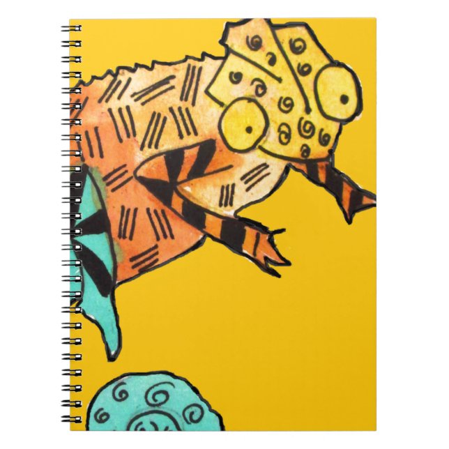 Yellow Chameleon Reptile Art Doodle Illustration Notizblock (Vorderseite)