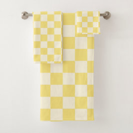 Yellow Checkerboard Badhandtuch Set