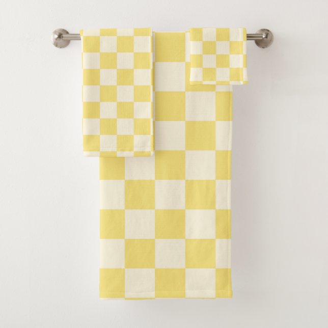 Yellow Checkerboard Badhandtuch Set (Insitu)
