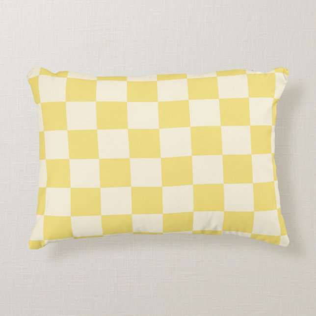Yellow Checkerboard Dekokissen (Vorderseite)