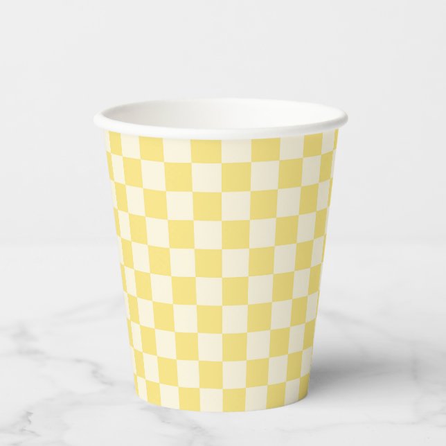 Yellow Checkerboard Pappbecher (Vorderseite)