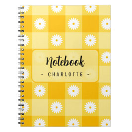 Yellow Checkered Floral Notizblock