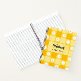 Yellow Checkered Floral Notizbuch