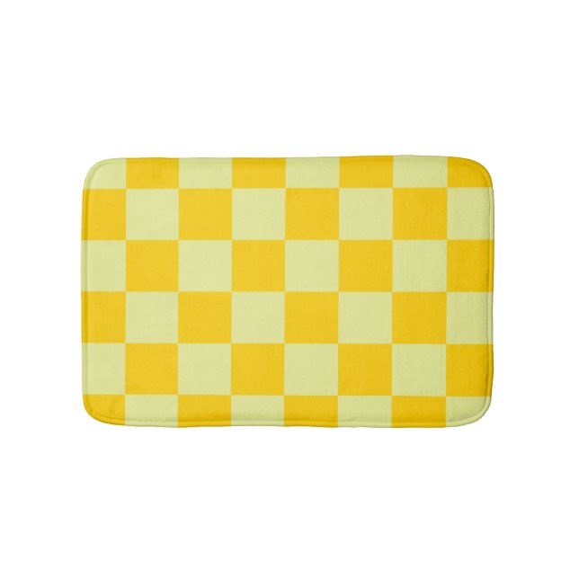Yellow Checkered Gingham Pattern Badematte (Vorderseite)