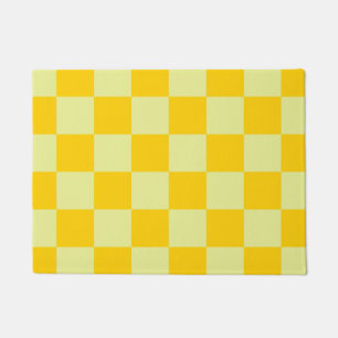 Yellow Checkered Gingham Pattern Fußmatte