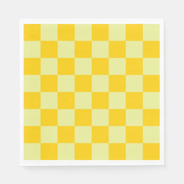 Yellow Checkered Gingham Pattern Serviette (Vorderseite)