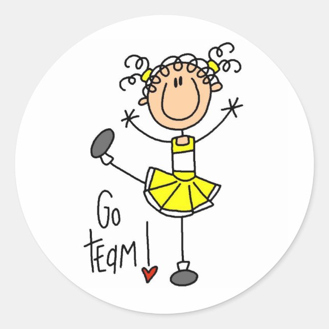 Yellow Cheerleader Runder Aufkleber (Vorderseite)