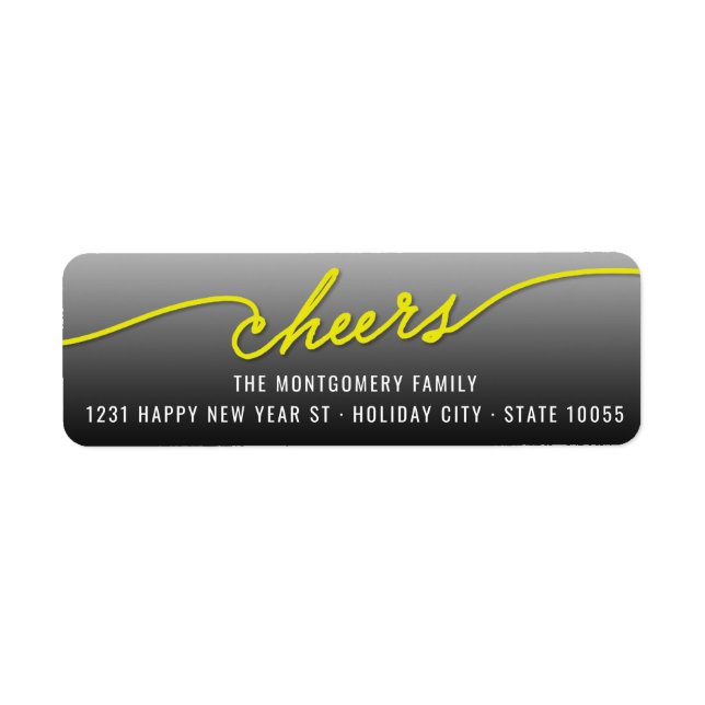 Yellow Cheers Calligraphy Script Holiday Address (Vorne)