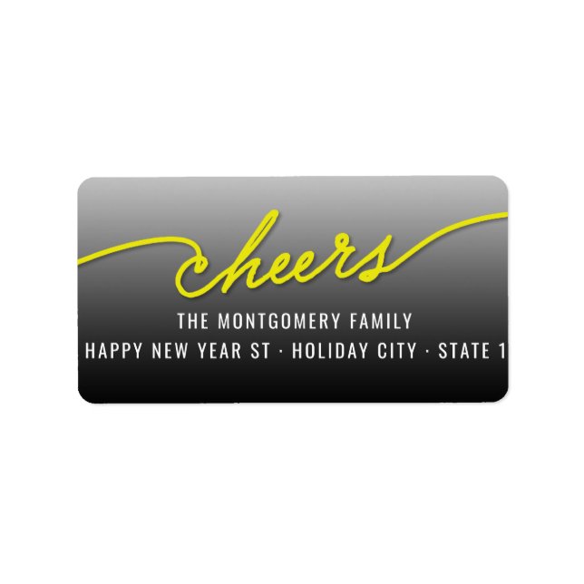 Yellow Cheers Calligraphy Script Holiday Address (Vorne)