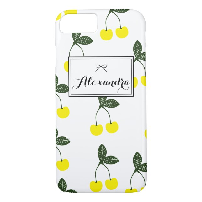 Yellow Cherries Muster Personalisiert iPhone 7 Fal Case-Mate iPhone Hülle (Rückseite)
