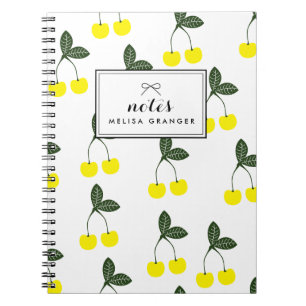 Yellow Cherries Muster Personalisiertes Notebook Notizblock