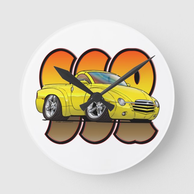 Yellow Chevy SSR Runde Wanduhr (Vorderseite)